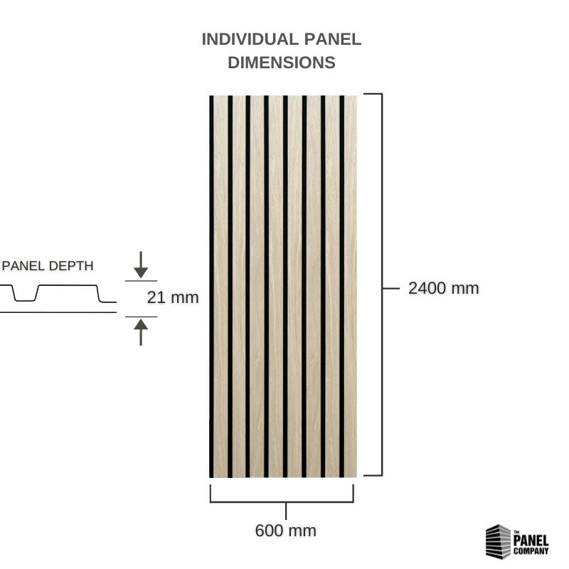 STRIVO Wide Acoustic Slat Wall Panel - Light Ash