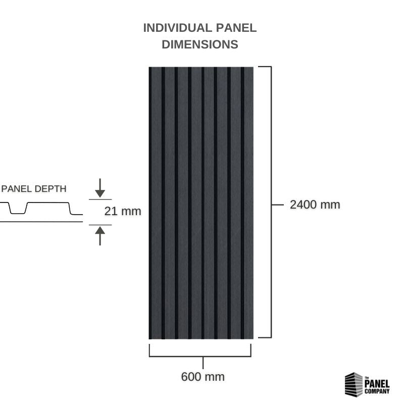 STRIVO Wide Acoustic Slat Wall Panel - Charcoal