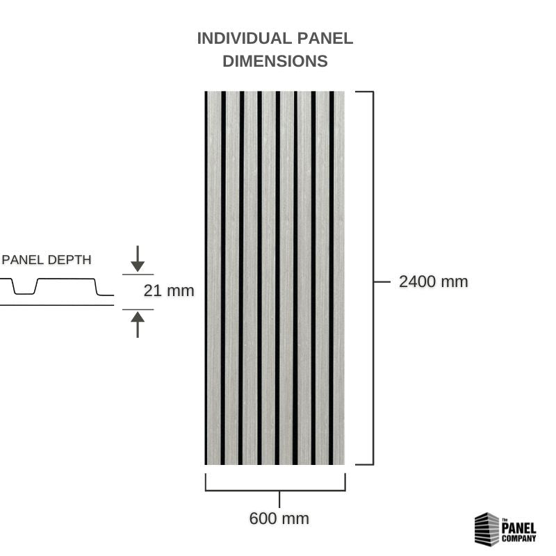 STRIVO Wide Acoustic Slat Wall Panel - Grey Oak