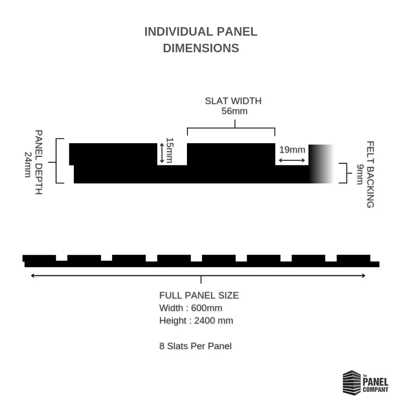 STRIVO Wide Acoustic Slat Wall Panel - Grey Oak